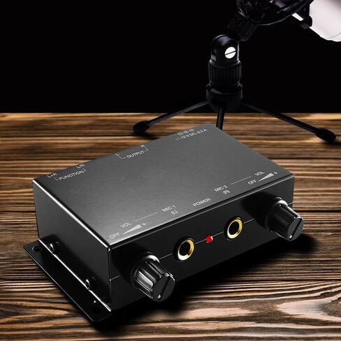 TNP Mini Mixer Audio - Compact 2 Channel Stereo Mixer, Black, Easy Control, Portable, Compatible with 6.35mm Dynamic Microphones & RCA Stereo Output in Saudi Arabia