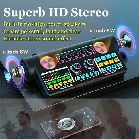 حزمة معدات البودكاست، واجهة صوت USB مع خلاط ومكبر صوت 16 وات، لوحة صوت، مغير الصوت، مجموعة بدء تشغيل خلاط الصوت للهاتف والكمبيوتر الشخصي والكاريوكي والبث المباشر وتسجيل البودكاست والألعاب in Kuwait