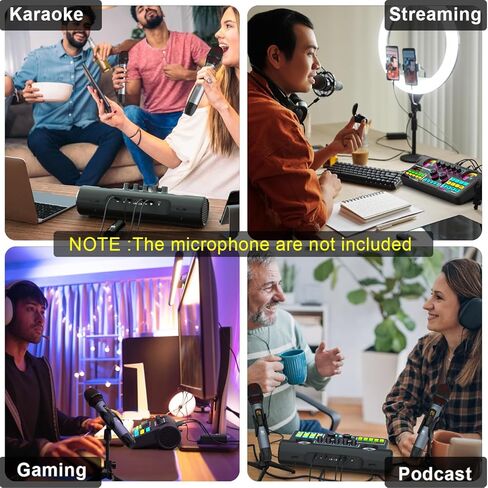 حزمة معدات البودكاست، واجهة صوت USB مع خلاط ومكبر صوت 16 وات، لوحة صوت، مغير الصوت، مجموعة بدء تشغيل خلاط الصوت للهاتف والكمبيوتر الشخصي والكاريوكي والبث المباشر وتسجيل البودكاست والألعاب in Kuwait