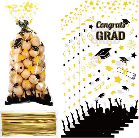 Chuangdi 2024 Graduation Candy Bags Graduation Treat Goodie Bags Graduation Party Gift Bags Cellophane Graduation Bag for Grad Party Party Favors, 100 Pack(Maroon Red) in Saudi Arabia