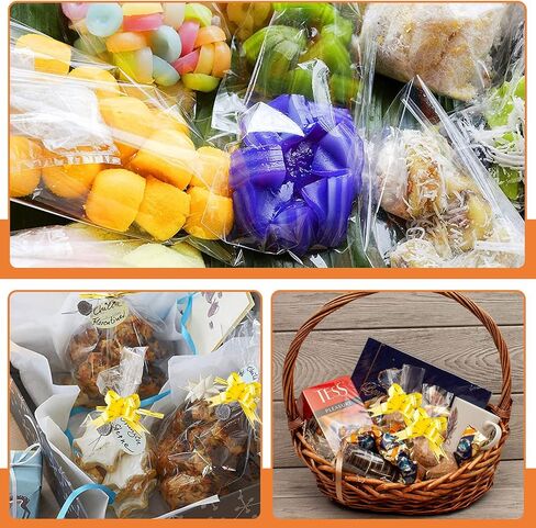 Cellophane Bags, 5 x 9 Inch Clear Treat Gift Bags 100 Pcs with Ties and Bows, Party Favor Candy Bags for Bakery, Popcorn, Cookies, Candies, Dessert in Saudi Arabia