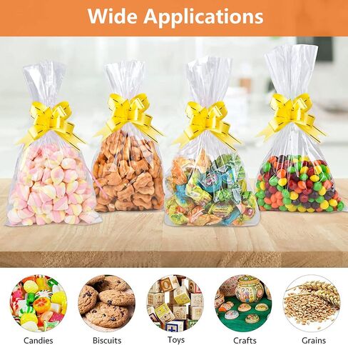 Cellophane Bags, 5 x 9 Inch Clear Treat Gift Bags 100 Pcs with Ties and Bows, Party Favor Candy Bags for Bakery, Popcorn, Cookies, Candies, Dessert in Saudi Arabia