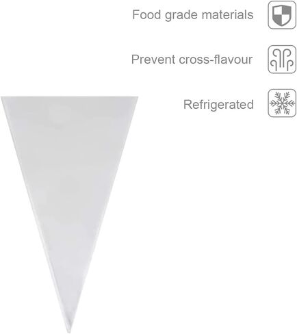 FUNNYARD Cone Bag 100PCS Mini Clear Cello Treat Bags Popcorn Bags 5.1 by 9.8 Inch Triangle Cellophane Bags with Twist Ties for Candies Handmade Cookies Wedding Birthday Pop Gift Candy Buffet Supplies in Saudi Arabia