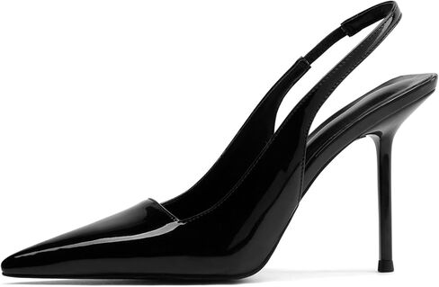 المرأة Slingback مضخات Stiletto الكعب العالي أشار تو براءات الاختراع والجلود الأحذية in Kuwait
