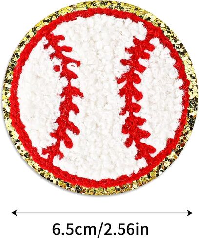 12 Pack Baseball Patch Sequin Gold Edges Chenille Patches Baseball Patches Iron on and Sew on Applique Sports Embroidered Patches Badge for Clothes Hat Dress Jeans Jacket Backpacks DIY Clothing Repair in Saudi Arabia
