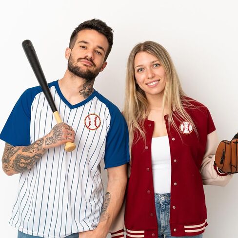 12 Pack Baseball Patch Sequin Gold Edges Chenille Patches Baseball Patches Iron on and Sew on Applique Sports Embroidered Patches Badge for Clothes Hat Dress Jeans Jacket Backpacks DIY Clothing Repair in Saudi Arabia