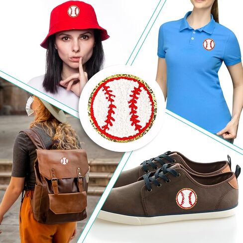 12 Pack Baseball Patch Sequin Gold Edges Chenille Patches Baseball Patches Iron on and Sew on Applique Sports Embroidered Patches Badge for Clothes Hat Dress Jeans Jacket Backpacks DIY Clothing Repair in Saudi Arabia