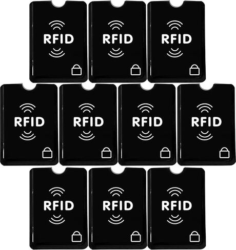 12 قطعة من أكمام حاملي بطاقات الائتمان RFID لحماية سرقة الهوية، تناسب تمامًا المحفظة/أسود in Saudi Arabia
