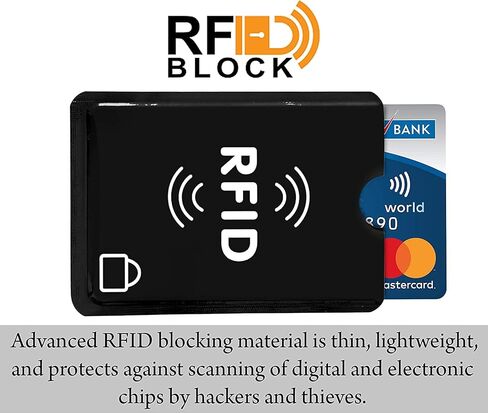 12 قطعة من أكمام حاملي بطاقات الائتمان RFID لحماية سرقة الهوية، تناسب تمامًا المحفظة/أسود in Saudi Arabia