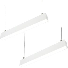 LED Linear Light 8FT, 60W/80W/100W, 3000K-6500K Selectable Hanging Office Shop Light, Up to 11500LM, Architectural Linear Lighting Fixture, Dimmable Suspended Lighting, Black - 2PK in Saudi Arabia