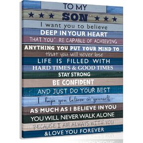 Inspirational Teen Boy Wall Art Motivation Quote to My Son Canvas Poster Wall Decor for Son Gifts Boys Room Living Room Bathroom Framed in Saudi Arabia