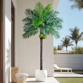 شجرة نخيل العنقاء الاصطناعية بطول 9.1 أقدام - شجرة استوائية كبيرة مزيفة بأوراق قابلة للتعديل، نخيل ساغو صناعي واقعي للديكور الداخلي والخارجي، الفناء، بجانب حمام السباحة، الفناء، غرفة المعيشة، المكتب in Kuwait