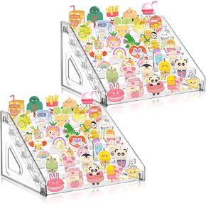 2 Pack 7 Tiers Sticker Display Stand, Sticker Stamp Holder Organizer for Large Stickers Vendors Small Business Supplier Events Trade Shows Classroom Risers Greeting Card Display Sticker Holder in Kuwait