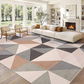 Washable Rug 8x10 Area Rugs: Modern Geometric Area Rug for Living Room Non-Slip Neutral Soft Carpet Low Pile Stain Resistant Indoor Rugs for Bedroom Nursery Dining Room Office (Light Blue, 8'X10') in Saudi Arabia