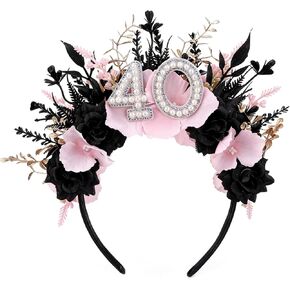 عصابة رأس لعيد الميلاد على شكل زهرة سوداء - عصابة شعر لعيد الميلاد مرصعة باللؤلؤ للنساء هدية رائعة للحفلات in Kuwait