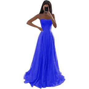 Glitter Tulle Prom Dress Long Ball Gown 2026 Spaghetti Straps Sweetheart Formal Evening Dress with Slit in Kuwait