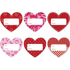 120Pcs Hearts Name Tag Stickers, Valentine's Day Self-Adhesive Labels, Heart Stickers Tags Label Decal for Envelopes Craft Card Seal Gifts Candy Bags Party Decor Supplies in Kuwait