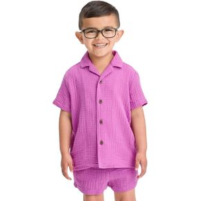 Cat & Jack Baby Boys' & Toddler Boys' Short Sleeve Gauze Woven Shirt- in Kuwait