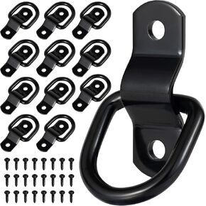 12 حزمة من مراسي ربط حلقة على شكل حرف D مقاس 1/4 بوصة من Jevie، مثبتة على حلقة على شكل حرف D شديدة التحمل مع براغي، حامل سطحي مطلي باللون الأسود للمقطورة، سرير الشاحنة، عربة سكن متنقلة in Kuwait