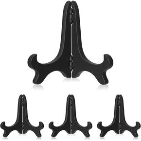 4PCS Plastic Plate Stands, 4 Inch Decorative Picture Holder for Displaying, Black Wood-like Easels for Sign, Cookbook, Now Playing Vinyl Record, Recipe Book in Kuwait