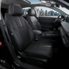 أغطية مقاعد مخصصة لسيارة Honda Accord 2023-2026، تناسب 23-24 EX، 25-26 SE، 23-26 Sport Hybrid/EX-L Hybrid/Sport-L Hybrid/Touring Hybrid، جلد PU، مقاوم للماء، آمن للوسائد الهوائية (أسود نقي) in Kuwait