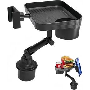 صينية حامل أكواب السيارة، صينية طعام سيارة قابلة للفصل 3 في 1 مقاس 10 بوصات مع حامل هاتف دوار 360 درجة، محول موسع لحامل الأكواب يناسب قارورة يتي المائية 16-46 أونصة، أساسيات السيارة لرحلة الطريق in Kuwait