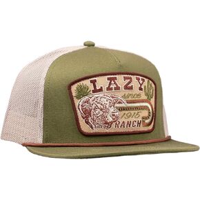 قبعة Lazy J Ranch Olive & White Brewster Classic Rope Trucker - قبعات ريفية للجنسين قابلة للتعديل in Kuwait