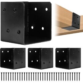 8 قطع من موصلات دعامات درابزين سطح السفينة لأعمدة خشبية مقاس 4 بوصة × 4 بوصة و4 بوصة × 6 بوصة، ودعامات شماعات للتركيب شديدة التحمل مع مسامير، باللون الأسود in Kuwait