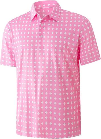 Golf Shirts for Men Short Sleeve Dry Fit Geometric Print Moisture Wicking UPF 50+ Casual Collared Polo Shirt in Saudi Arabia