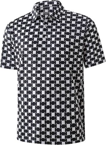 Golf Shirts for Men Short Sleeve Dry Fit Geometric Print Moisture Wicking UPF 50+ Casual Collared Polo Shirt in Saudi Arabia