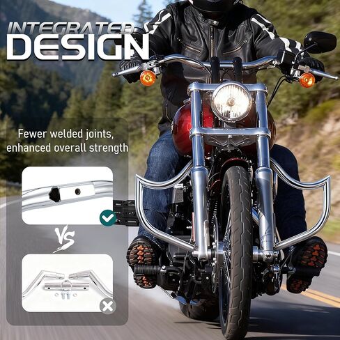 MoKitDora 1.5" Dyna Engine Guard Meathook Highway Crash Bar for Harley 2006-2017 Street Bob FXDB Fat Bob FXDF Low Rider FXDL FXDWG FXDC Models, Chrome in Saudi Arabia