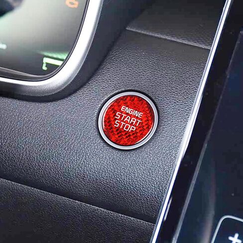 متوافق مع ملصق زر إيقاف تشغيل المحرك من ألياف الكربون غطاء Lgnition للمفتاح الداخلي لسيارة Hyundai Tucson 2022 2023 Elantra 2021-2024 Santa Cruz Palisade 2022-2024 (أحمر) in Saudi Arabia