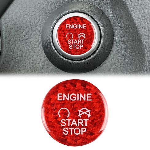 رامويل متوافق مع Ford Focus 2013-2018/ Escape 2013-2019، زر إيقاف تشغيل محرك السيارة/غطاء مفتاح الإشعال، الملحقات الداخلية (أحمر قطعة واحدة) in Kuwait