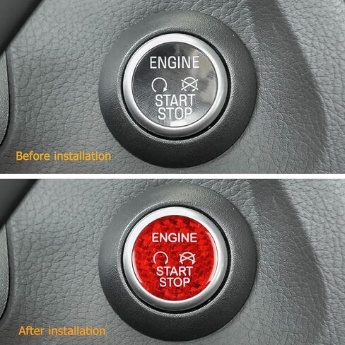 رامويل متوافق مع Ford Focus 2013-2018/ Escape 2013-2019، زر إيقاف تشغيل محرك السيارة/غطاء مفتاح الإشعال، الملحقات الداخلية (أحمر قطعة واحدة) in Kuwait