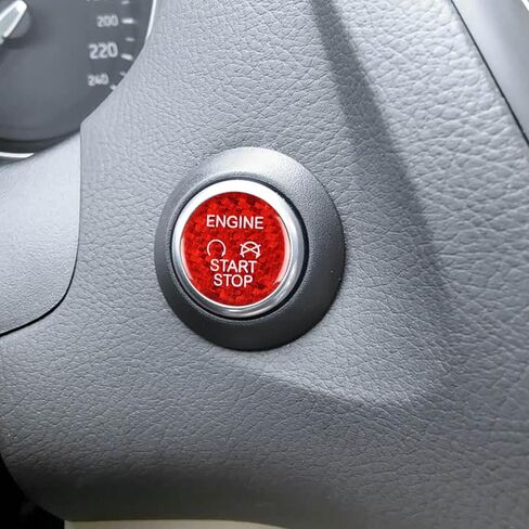 رامويل متوافق مع Ford Focus 2013-2018/ Escape 2013-2019، زر إيقاف تشغيل محرك السيارة/غطاء مفتاح الإشعال، الملحقات الداخلية (أحمر قطعة واحدة) in Kuwait