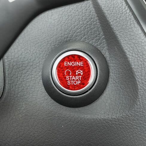 رامويل متوافق مع Ford Focus 2013-2018/ Escape 2013-2019، زر إيقاف تشغيل محرك السيارة/غطاء مفتاح الإشعال، الملحقات الداخلية (أحمر قطعة واحدة) in Kuwait