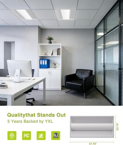 YXL 2x4 LED Troffer Light، 5CCT Switch LED Drop in Ceiling Light للسقف المسقط، 9720/8100/6750/5400/4050 لومن قابل للتعديل، 6500/5000/4000/3500/3000K درجة حرارة اللون، عكس الضوء 0-10V، ETL in Kuwait