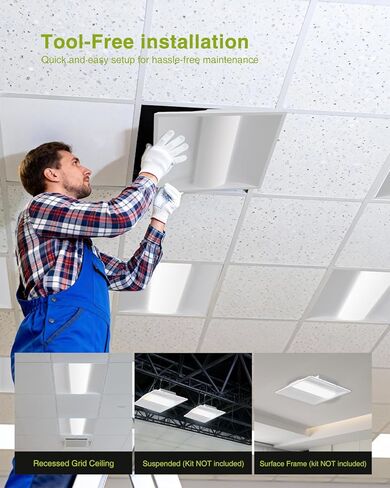 YXL 2x4 LED Troffer Light، 5CCT Switch LED Drop in Ceiling Light للسقف المسقط، 9720/8100/6750/5400/4050 لومن قابل للتعديل، 6500/5000/4000/3500/3000K درجة حرارة اللون، عكس الضوء 0-10V، ETL in Kuwait
