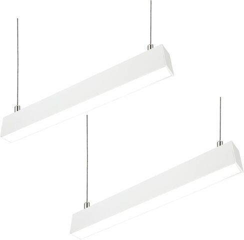 LED Linear Light 8FT, 60W/80W/100W, 3000K-6500K Selectable Hanging Office Shop Light, Up to 11500LM, Architectural Linear Lighting Fixture, Dimmable Suspended Lighting, Black - 2PK in Saudi Arabia