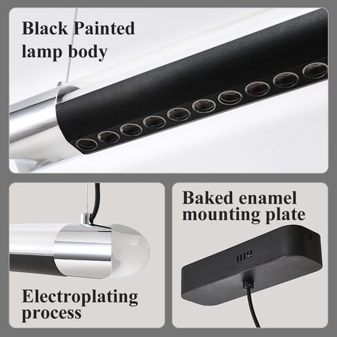 Modern Linear Suspension Light for Dining Room, Dimmable & Color Changing LED Chandelier with 45° Optical Lens, High CRI Non-Glare Downlight for Kitchen Island, Office, Tea Room in Saudi Arabia
