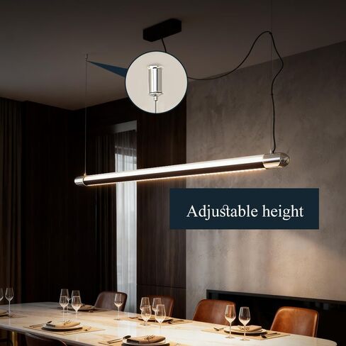 Modern Linear Suspension Light for Dining Room, Dimmable & Color Changing LED Chandelier with 45° Optical Lens, High CRI Non-Glare Downlight for Kitchen Island, Office, Tea Room in Saudi Arabia