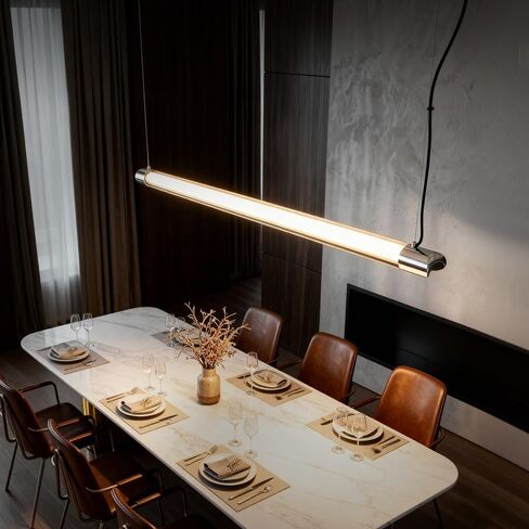 Modern Linear Suspension Light for Dining Room, Dimmable & Color Changing LED Chandelier with 45° Optical Lens, High CRI Non-Glare Downlight for Kitchen Island, Office, Tea Room in Saudi Arabia