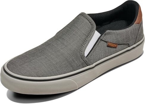 حذاء Asher Deluxe سهل الارتداء للرجال من Vans - أحذية رياضية كاجوال عصرية للاستخدام اليومي. نسيج فاخر رمادي/بني. 11 in Saudi Arabia