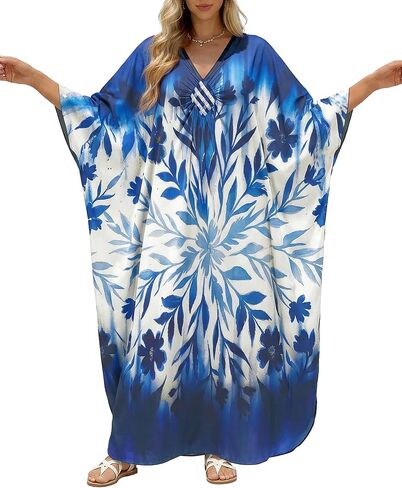 Kaftan Dresses for Women Plus Size Caftans Batwing Sleeve Moo Moos Beach Swimsuit Cover Up Summer Dress in Saudi Arabia