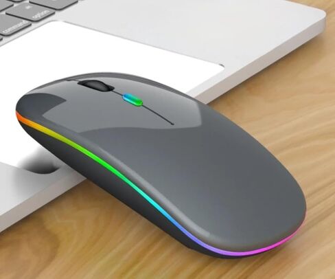 ماوس لاسلكي نحيف، 2.4 جيجا قابلة للشحن، نقرة صامتة، RGB، 1600 نقطة لكل بوصة، بطارية 500 مللي أمبير، متوافق مع Windows/Mac (أبيض) in Kuwait