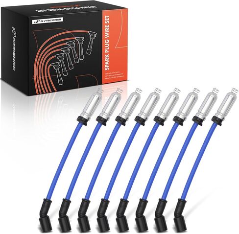 A-Premium 8 PCS Spark Plug Wires Compatible with Chevy Silverado, Tahoe, Impala, Suburban & GMC Sierra, Yukon XL, Envoy, Savana & Cadillac Escalade & Buick Allure & Hummer H2 & Isuzu & Pontiac, Blue in Saudi Arabia