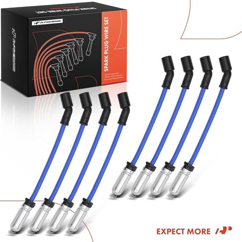 A-Premium 8 PCS Spark Plug Wires Compatible with Chevy Silverado, Tahoe, Impala, Suburban & GMC Sierra, Yukon XL, Envoy, Savana & Cadillac Escalade & Buick Allure & Hummer H2 & Isuzu & Pontiac, Blue in Saudi Arabia