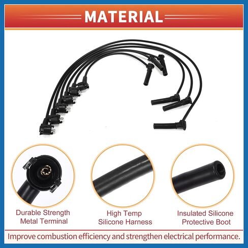 Car Spark Plug Coil Wires Ignition Coil Harness Cable Fit for Ford Explorer V6 4.0L 1997-2001 No.XU2Z12259FA/XU2Z12259-FA - Pack of 6 Item Replacement in Saudi Arabia