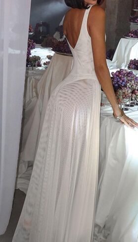 Women's Sexy Deep V-Neck Retro Sleeveless Solid Color Mesh A-line Dress Lace Cocktail Party Wedding Dress in Saudi Arabia