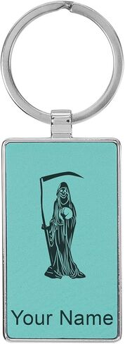 LaserGram Rectangle Keychain, Santa Muerte, Personalized Engraving Included (Metal Frame) in Saudi Arabia